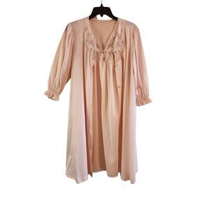 Vintage Lorraine nightgown and robe size small peach pink Rev2 Chemise